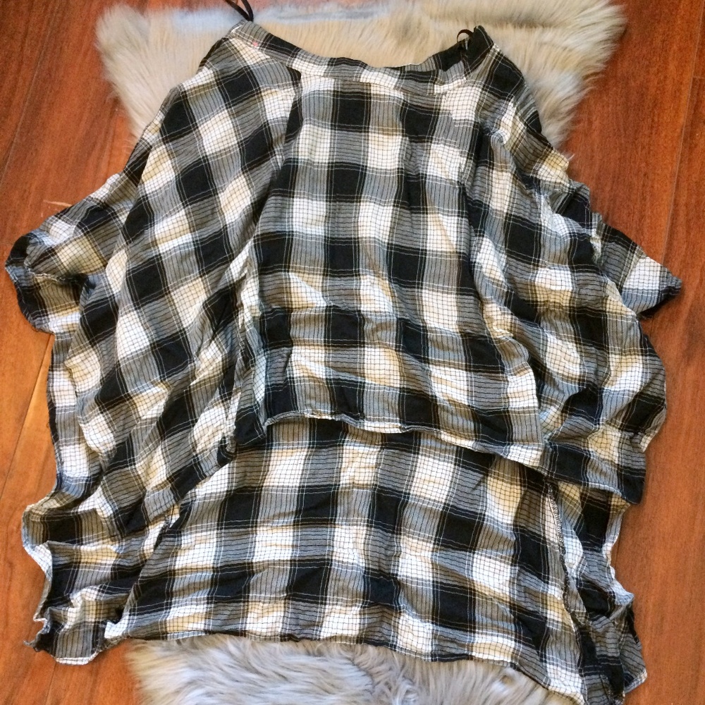 Soloiste Cotton Plaid Asymmetrical Skirt